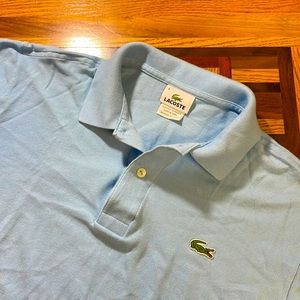 Lacoste mens 4 M Medium light blue short sleeve pique polo shirt EUC